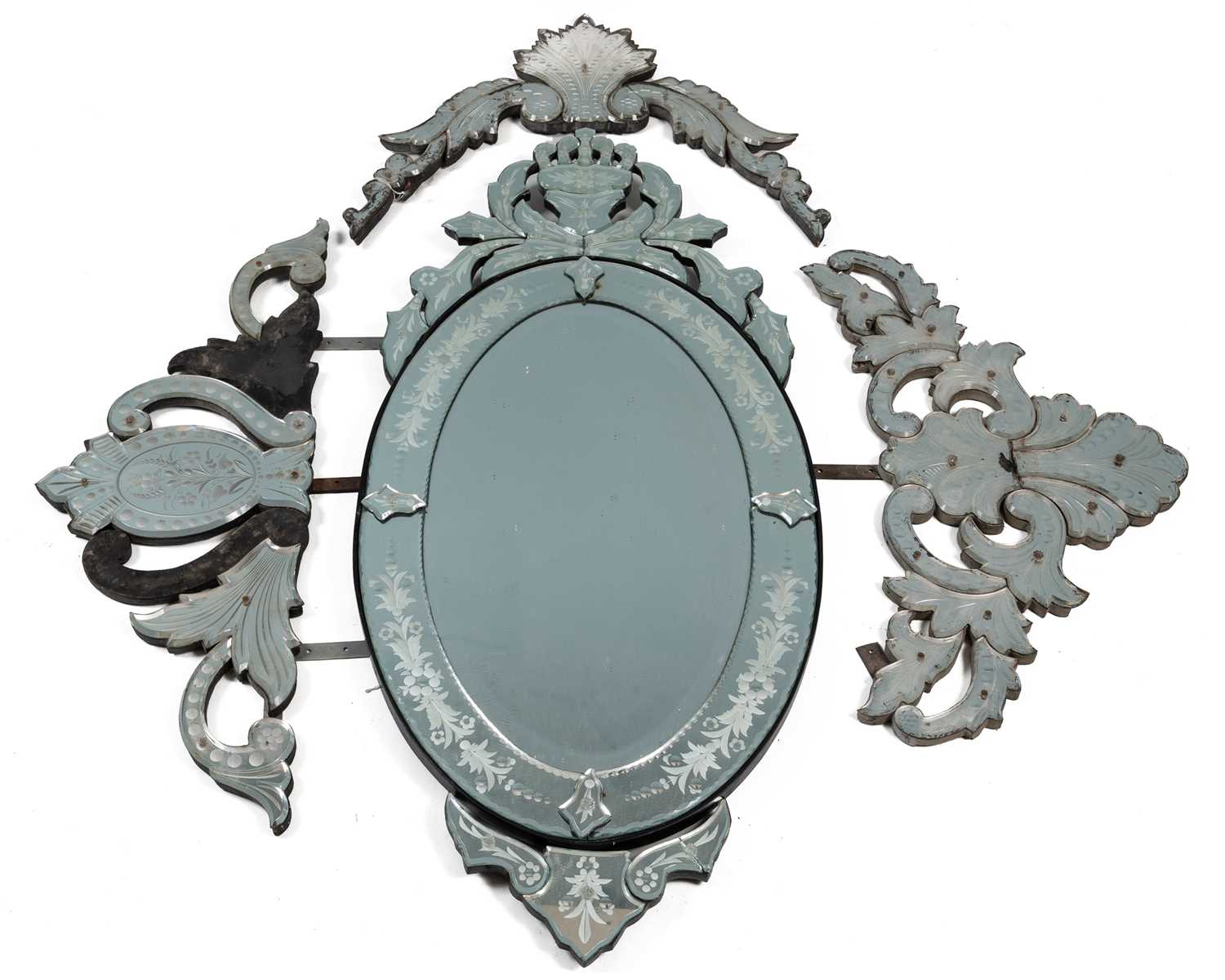 Lot 1246 - A Venetian oval mirror
