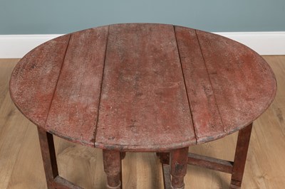 Lot 1239 - An antique country-made, painted-oak gateleg table