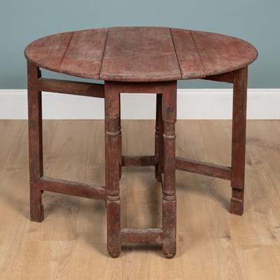 Lot 1239 - An antique country-made, painted-oak gateleg table