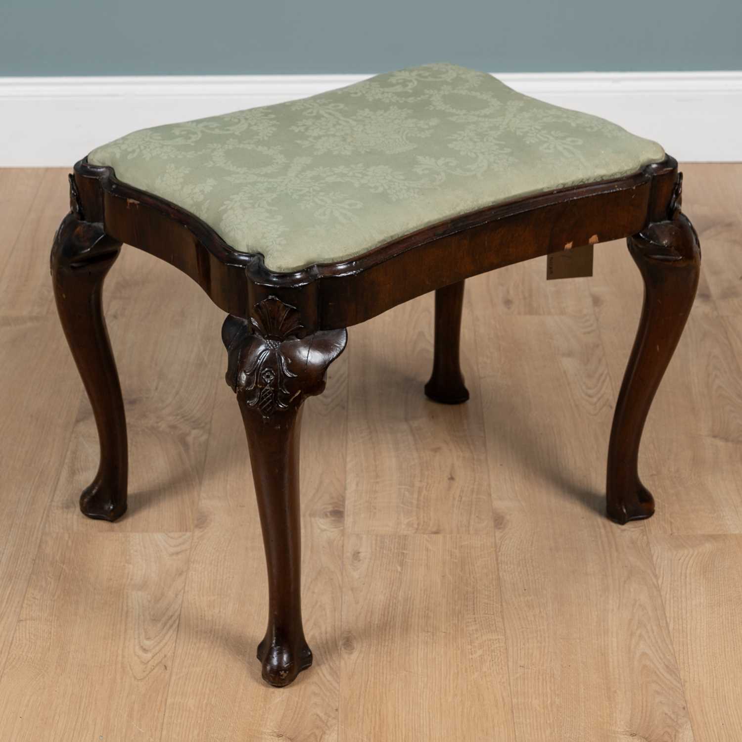 Lot 274 - A George III-style walnut dressing table stool