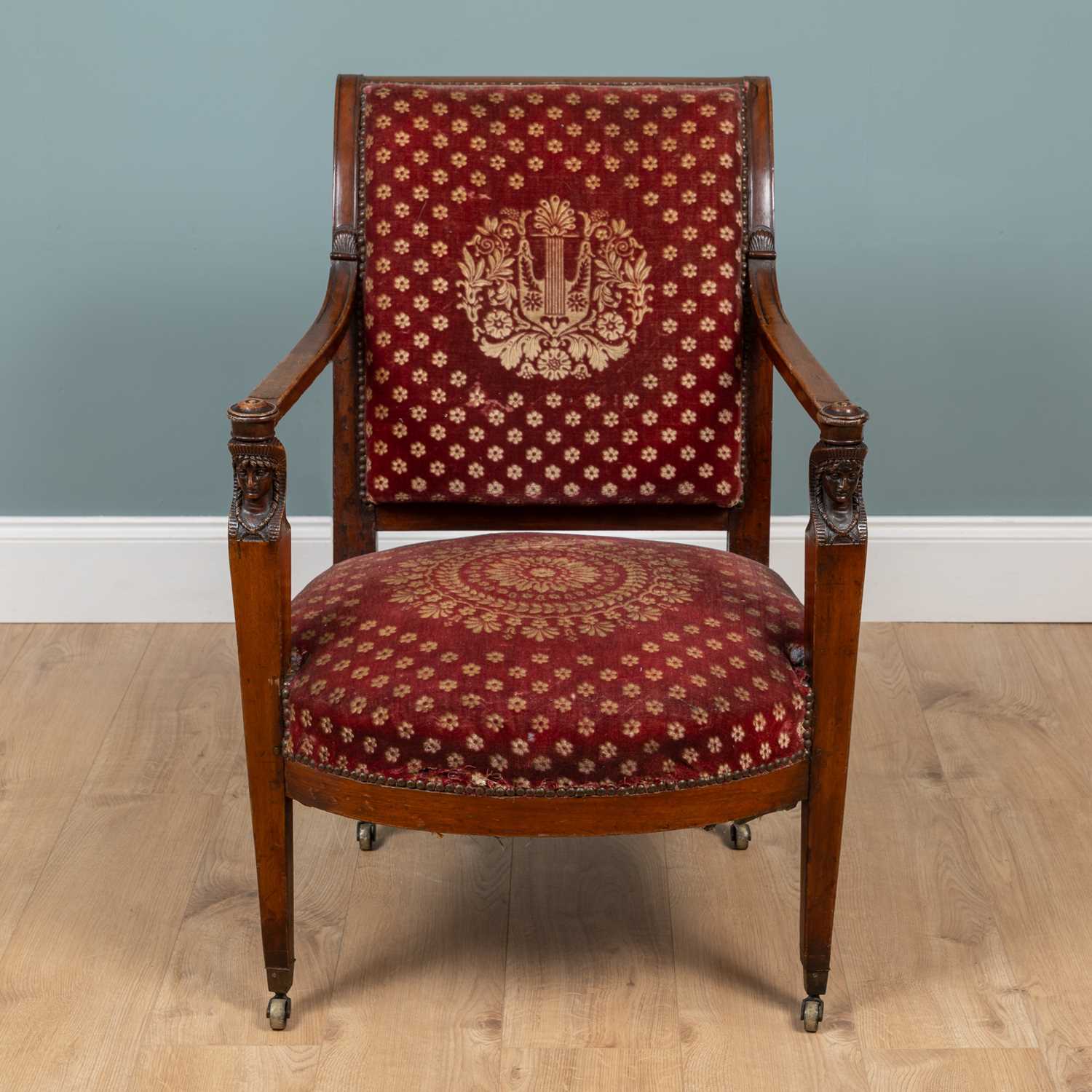 Lot 361 - A French Empire-style open armchair
