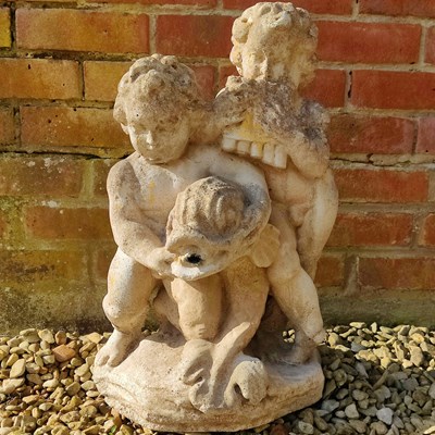 Lot 1550 - An antique cast reconstituted stone fountain head