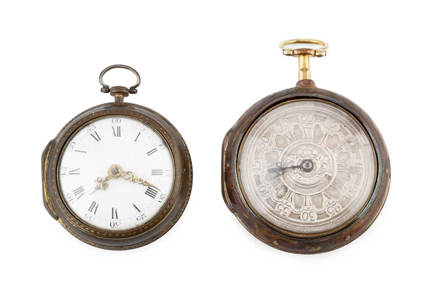 Lot 271 - A pair case pocket watch, the possibly 18th...
