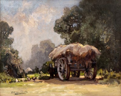 Lot 214 - Harry Harvey-Clarke (1869-1948) A hay wagon in...