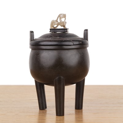 Lot 328 - Archaistic bronze silver-wire inlaid tripod...