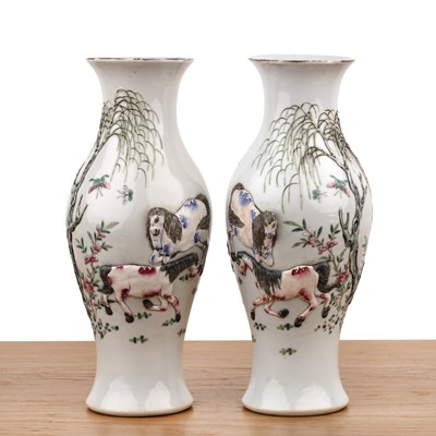 Lot 65 - Pair of famille rose vases Chinese, 19th...