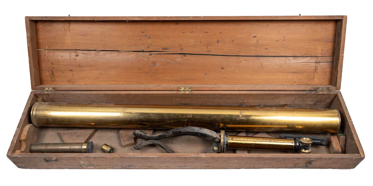 Lot 1202 - A cased brass part telescope