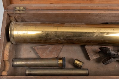Lot 1202 - A cased brass part telescope