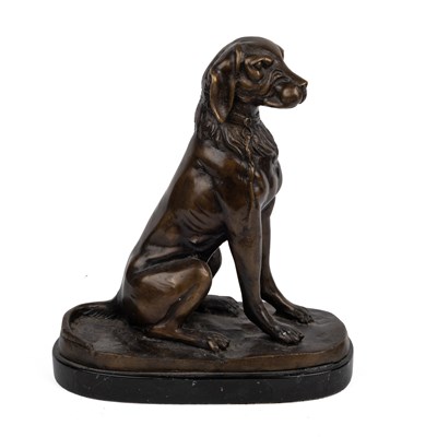 Lot 287 - A contemporary bronze sculpture of a seated hound