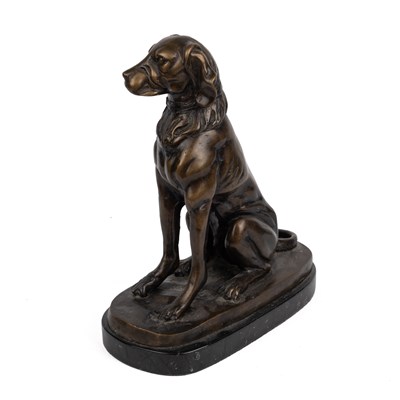 Lot 287 - A contemporary bronze sculpture of a seated hound