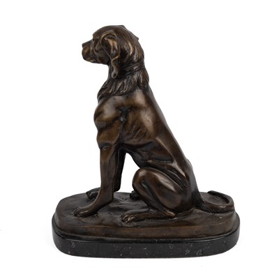 Lot 287 - A contemporary bronze sculpture of a seated hound