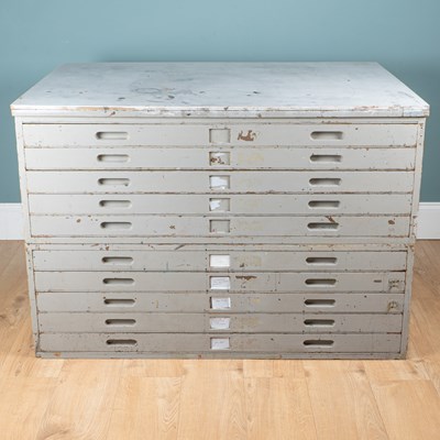 Lot 1137 - A grey-painted plan chest