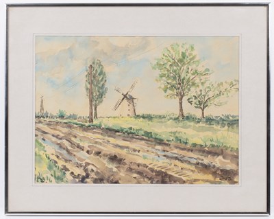 Lot 213 - Knopf (20th century) Fishing boats by a jetty,...