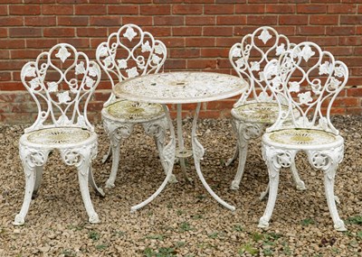 Lot 1323 - An aluminium garden table and four chairs