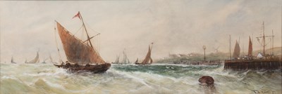 Lot 225 - Thomas Bush Hardy (1842-1897) Entering harbour,...