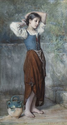 Lot 227 - Eduard Hübner (1842-1924) The water carrier,...