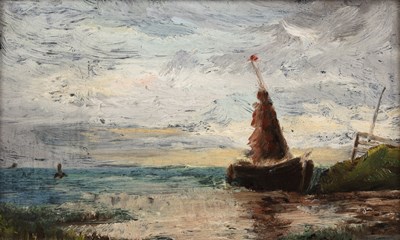 Lot 229 - Manner of Eugene Boudin A beached sailing...