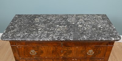 Lot 598 - A French Empire-style mahogany and marble-topped commode