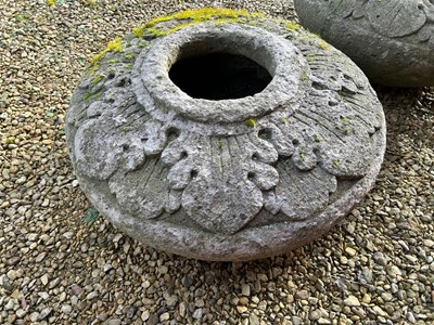 Lot 1470 - A pair of Thai cast reconstituted stone squat planters
