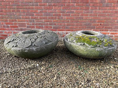 Lot 1470 - A pair of Thai cast reconstituted stone squat planters