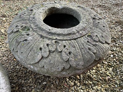 Lot 1470 - A pair of Thai cast reconstituted stone squat planters