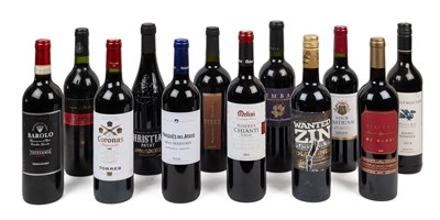 Lot 1419 - Twelve bottles of red wine and a bottle rack