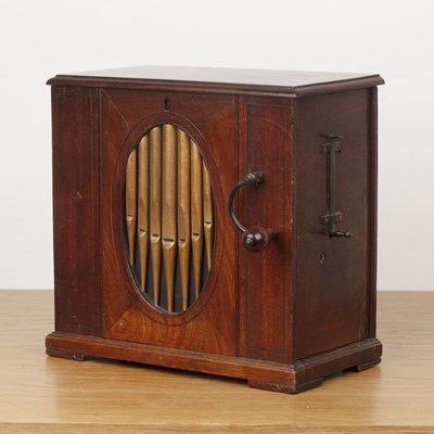 Lot 53 - Mahogany table top barrel organ 18th Century,...