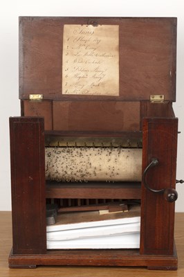 Lot 53 - Mahogany table top barrel organ 18th Century,...
