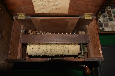 Lot 53 - Mahogany table top barrel organ 18th Century,...