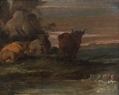 Lot 327 - English school (18th century) Cattle resting...