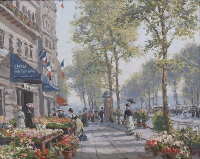 Lot 331 - Valéry Sekret (b.1950) Flower stalls in Paris,...