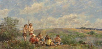 Lot 334 - Valéry Sekret (b.1950) A group of young boys...