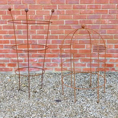 Lot 1471 - A wrought iron peony support and a further plant support