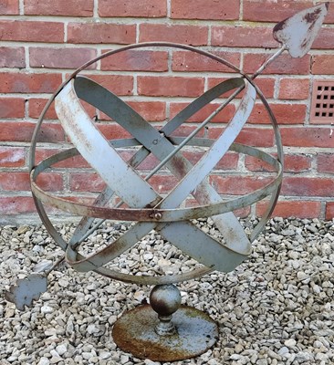 Lot 1547 - A grey-painted wrought iron armillary sphere