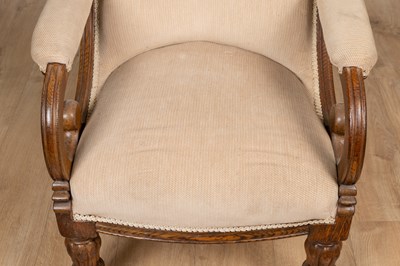 Lot 1082 - A Victorian oak-framed armchair