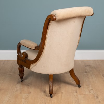 Lot 1082 - A Victorian oak-framed armchair