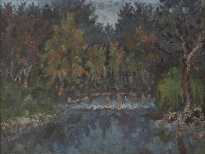 Lot 359 - C. Burnet (20th century) A wooded river...