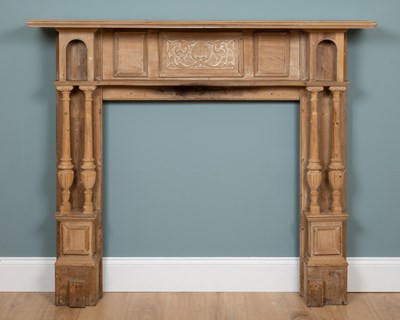 Lot 1477 - An Edwardian pine fire surround or chimneypiece