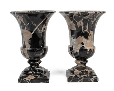 Lot 589 - A pair of contemporary Italian turned marble vases