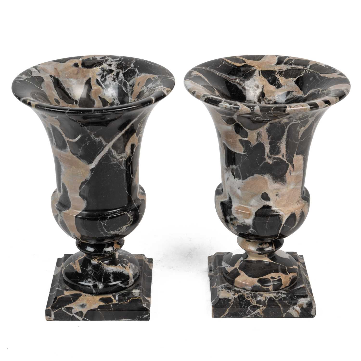 Lot 589 - A pair of contemporary Italian turned marble vases