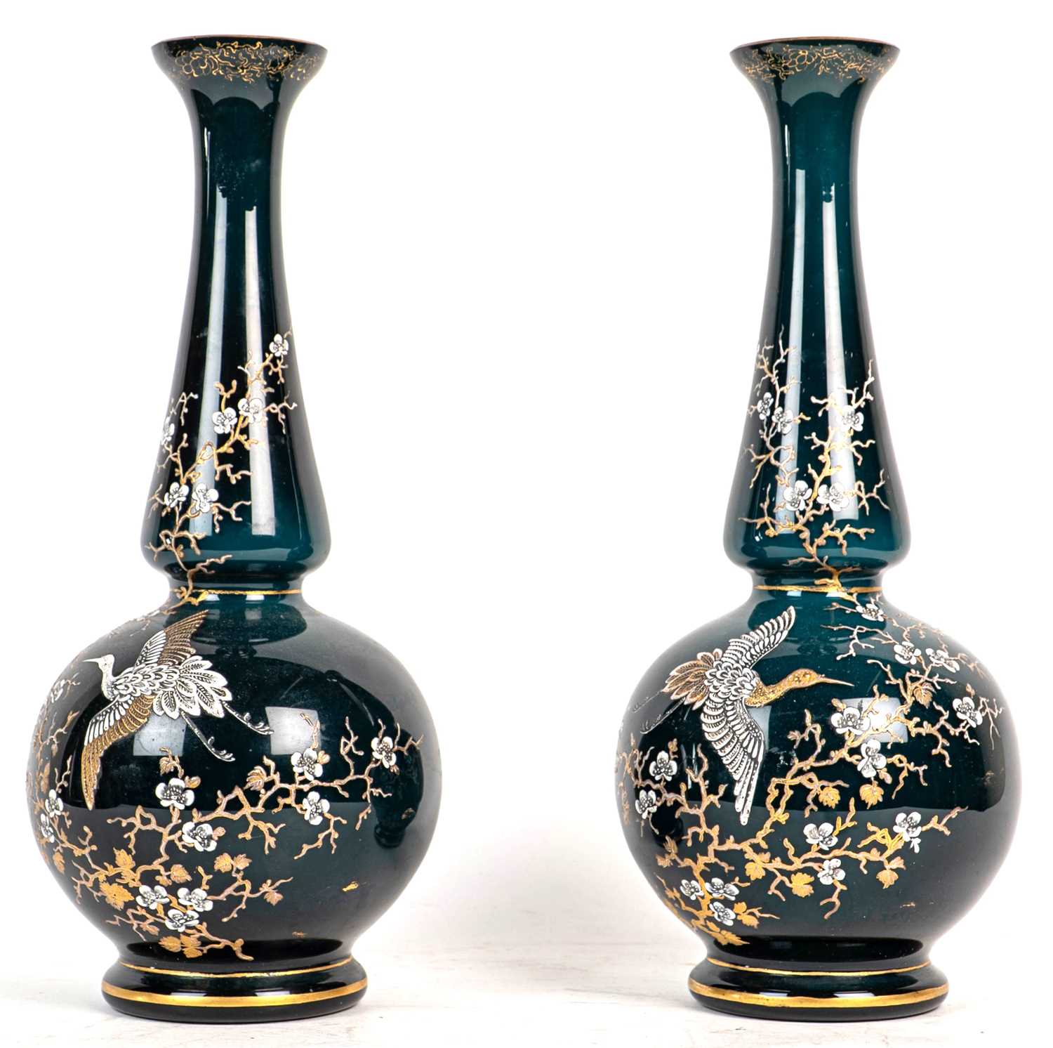 Lot 524 - A pair of 20th century Chinese style glass vases