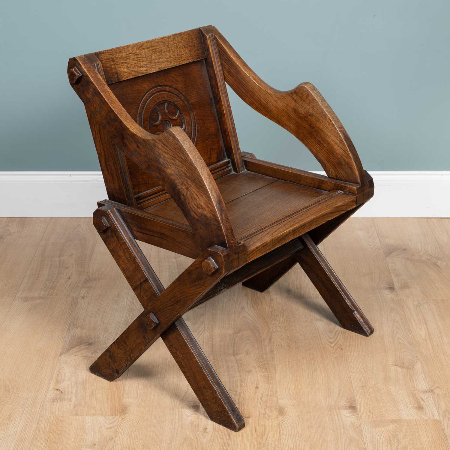 Lot 1174 - An old oak Glastonbury-style chair