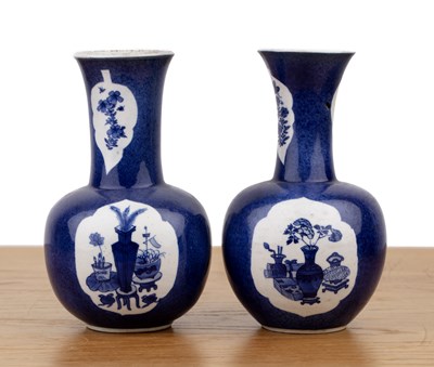 Lot 1 - Pair of powder blue ground vases Chinese,...