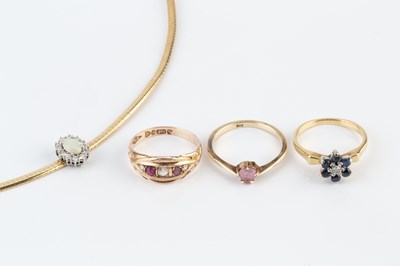 Lot 86 - An opal and diamond collar necklace, centred...