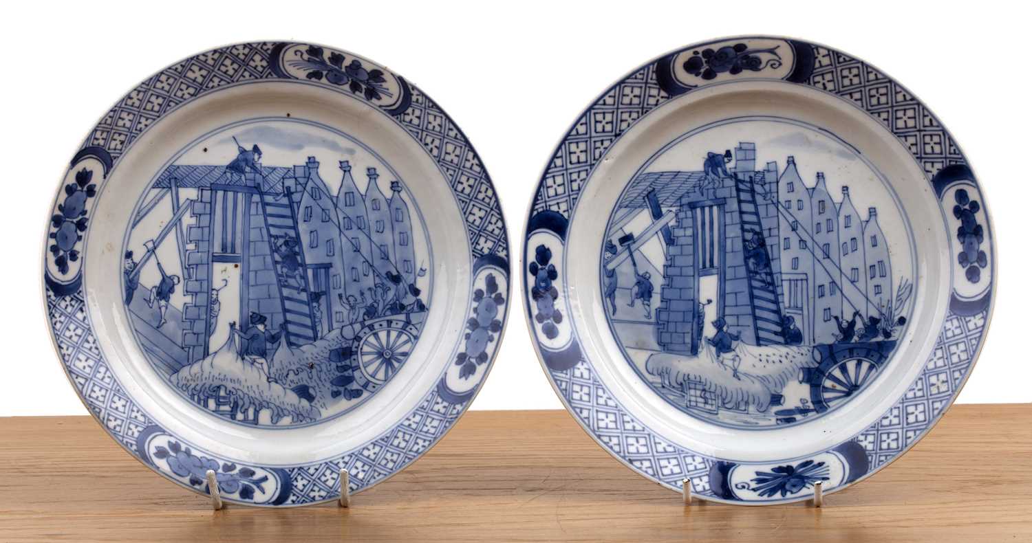 Lot 4 - Pair of 'Rotterdam Riot' blue and white...