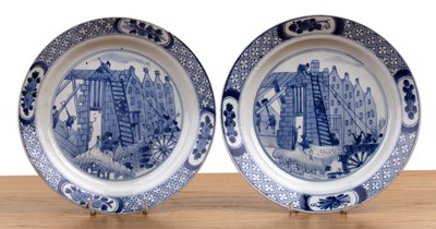 Lot 4 - Pair of 'Rotterdam Riot' blue and white...