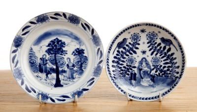 Lot 8 - Blue and white 'Charity' saucer and an 'Adam...