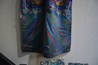 Lot 203 - Purple ground silk-embroidered ‘dragon’ robe,...