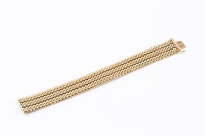 Lot 8 - A 9ct gold fancy-link bracelet, of plaited...