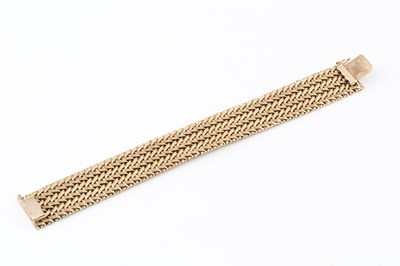 Lot 8 - A 9ct gold fancy-link bracelet, of plaited...